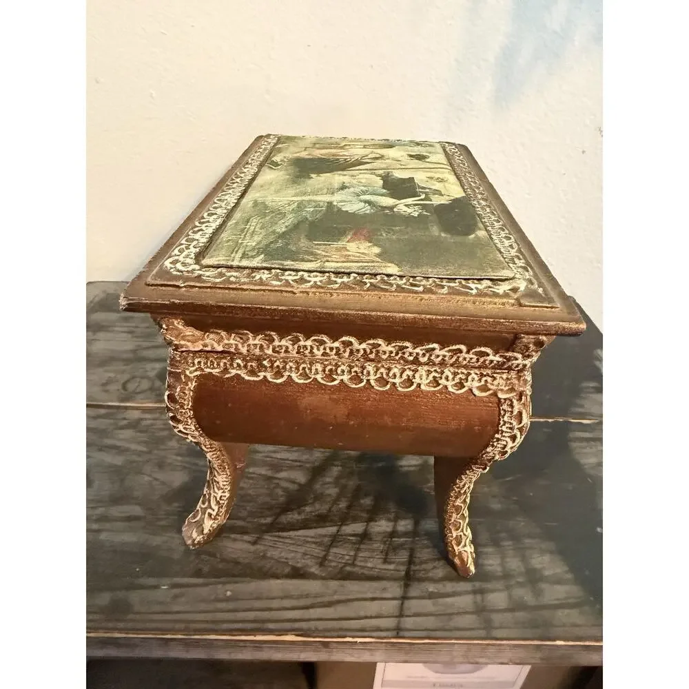 Vintage L Gambor Twinkle Toes Footed Jewelry Music Box Made in Japan
